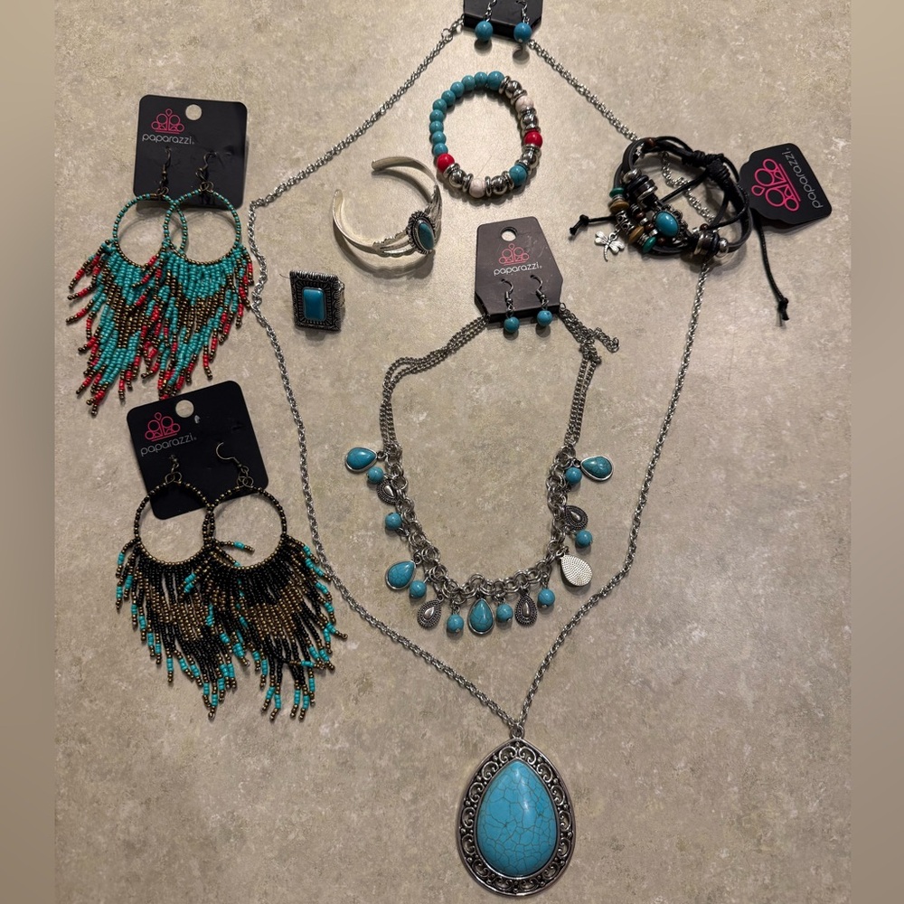 Set of 8 Paparazzi Turquoise Jewelry Collection